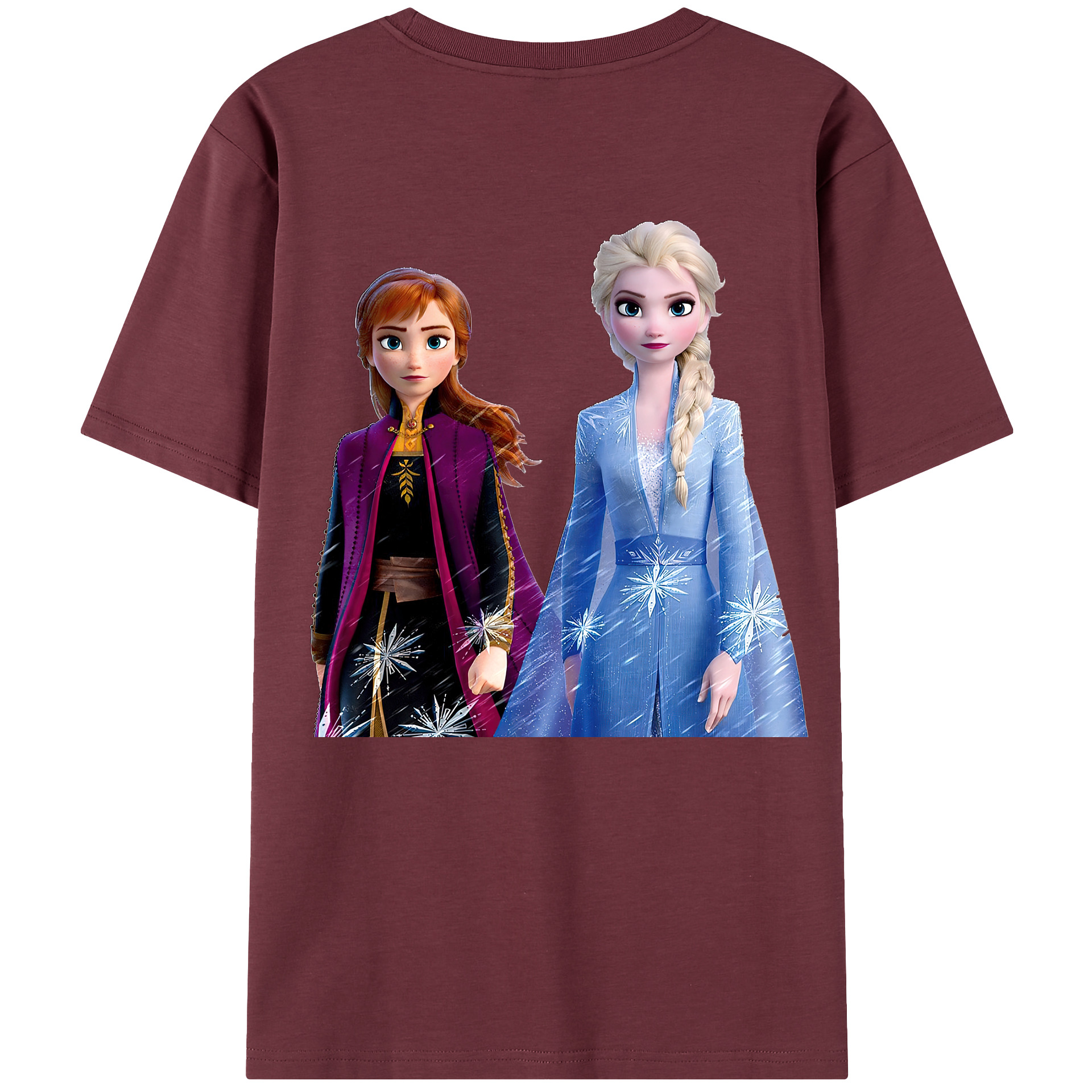 （画像用） アナと雪の女王 アンナ エルサ Frozen Anna Elsa 綿100％半袖Tシャツ（背面プリント）